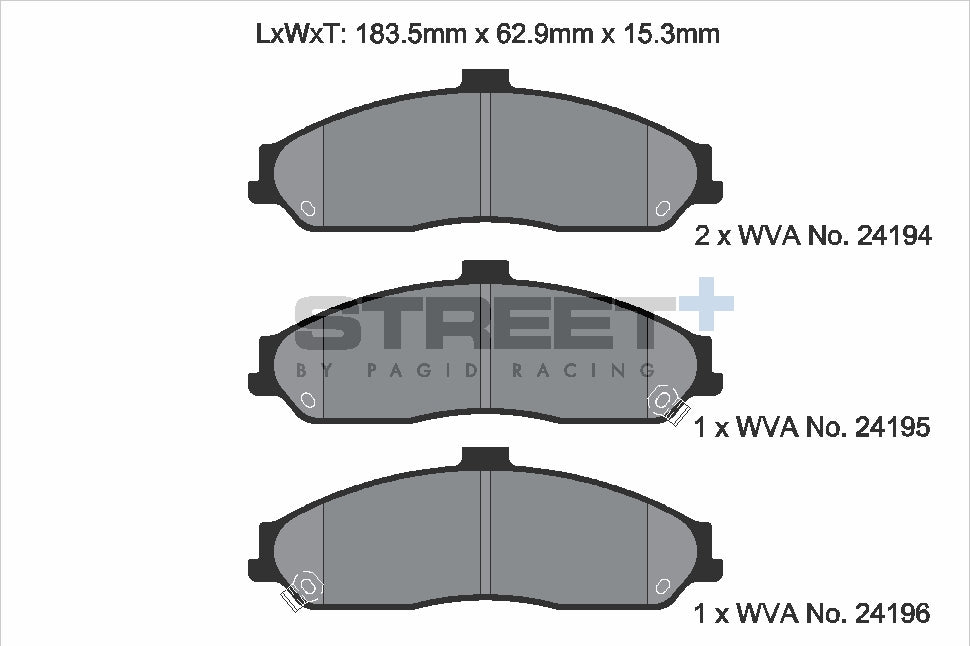 Pagid Racing Street+ Brake Pads - Front | T8062SP2001 - Pagid Racing brake pads