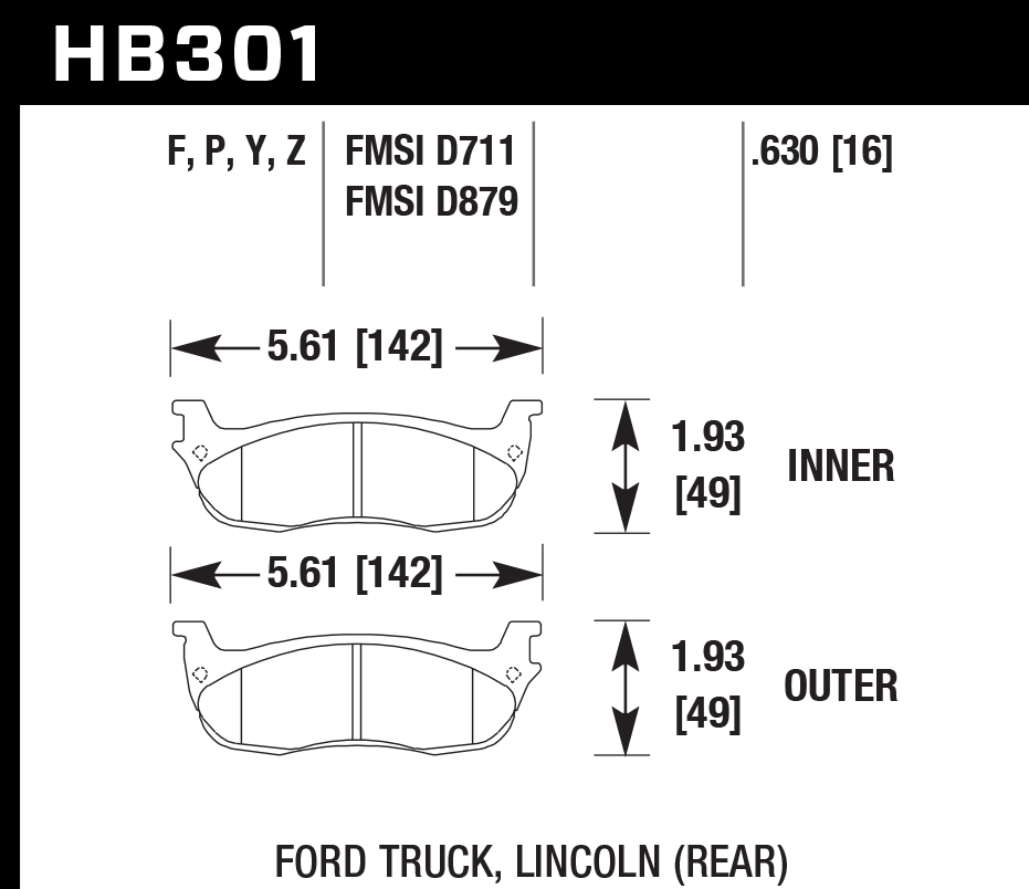 HB301B.630 - Hawk HPS 5.0 Brake Pads; Rear