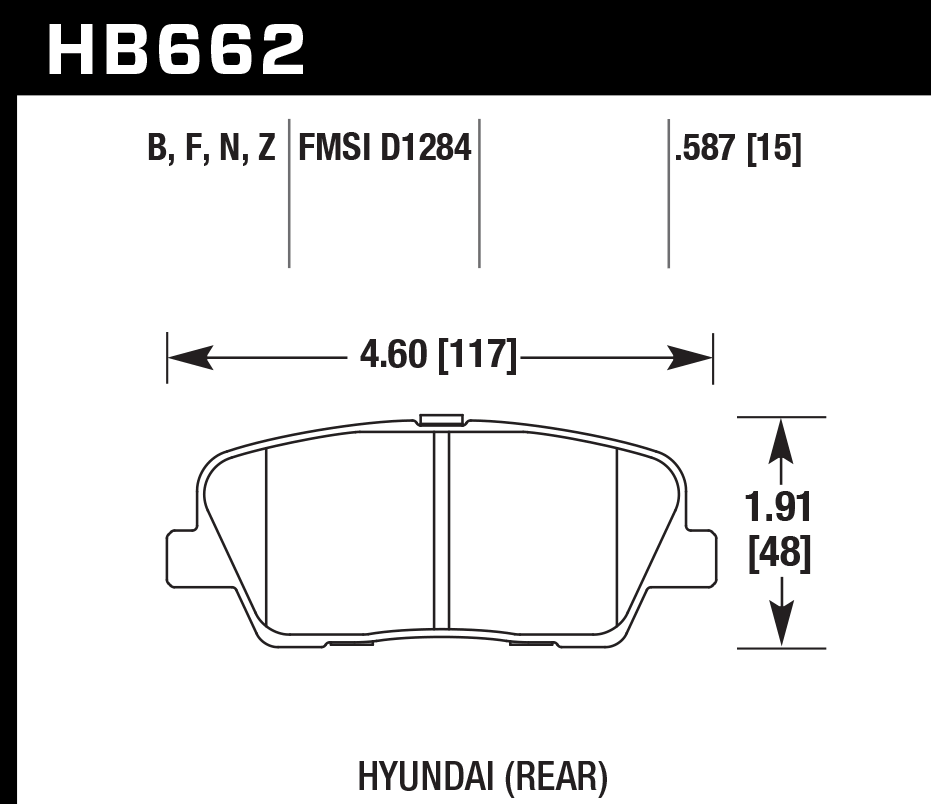 HB662N.587 - Hawk HP Plus Brake Pads; Rear
