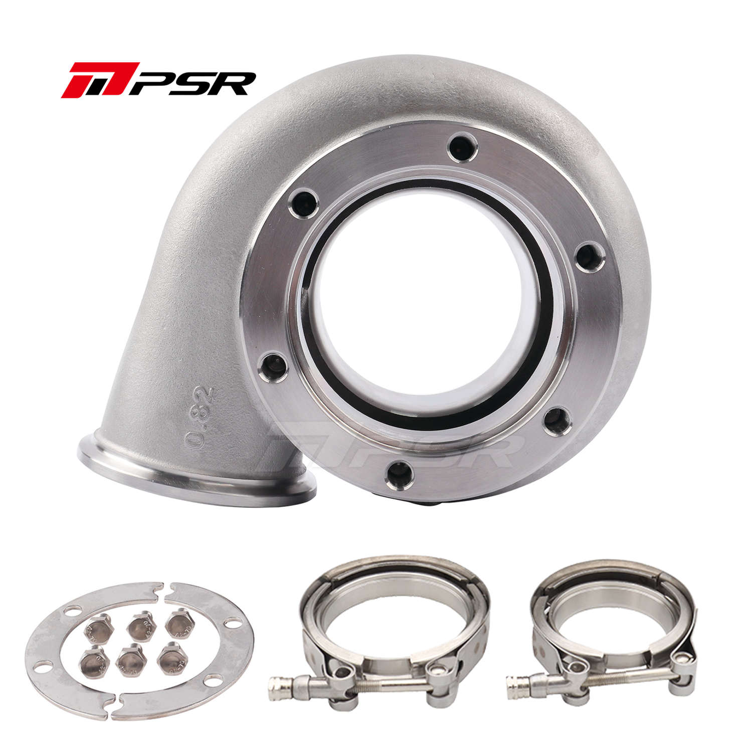 Pulsar Turbo Turbine Housing Drop in Precision PTE Ball Bearing Turbo 6062 6262 - 0.82A/R, 2.5" V-band Inlet, 3" V-band Outlet, Stainless Steel by Pulsar Turbo available at Torque Lab