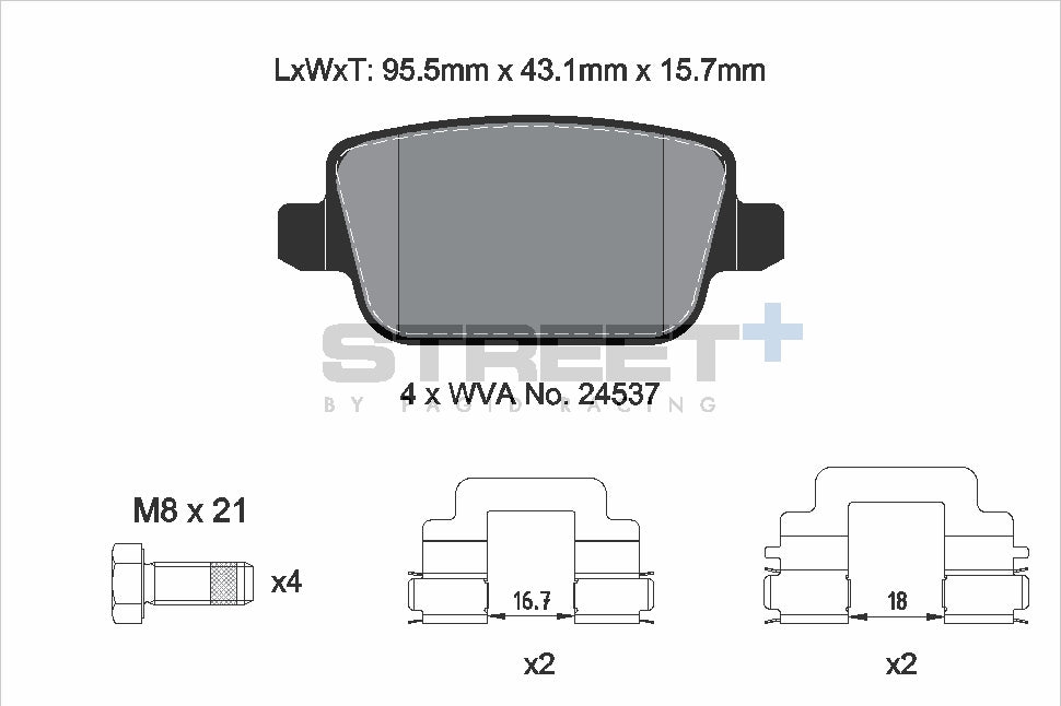 Pagid Racing Street+ Brake Pads - Rear | T8189SP2001 - Pagid Racing brake pads