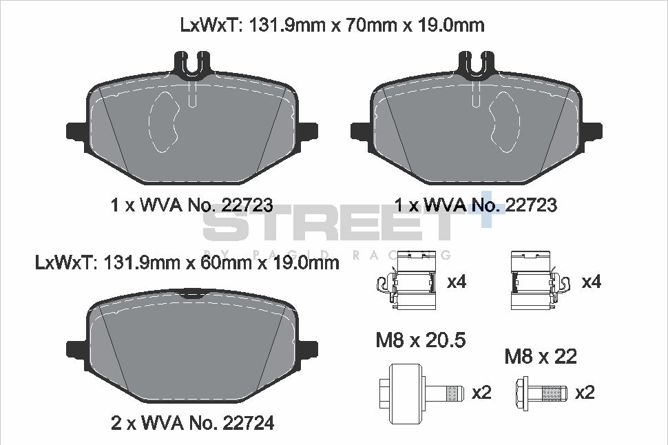 Pagid Racing Street+ Brake Pads - Rear | T8263SP2001 - Pagid Racing brake pads