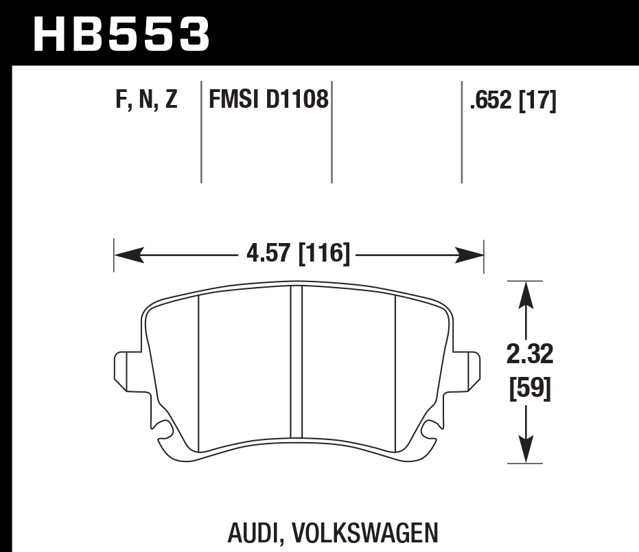 HB553Z.652 - Hawk PC Brake Pads; Rear