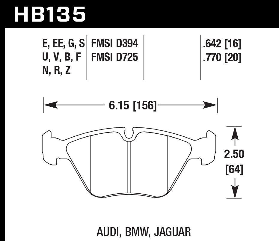 HB135N.760 - Hawk HP Plus Brake Pads; Front