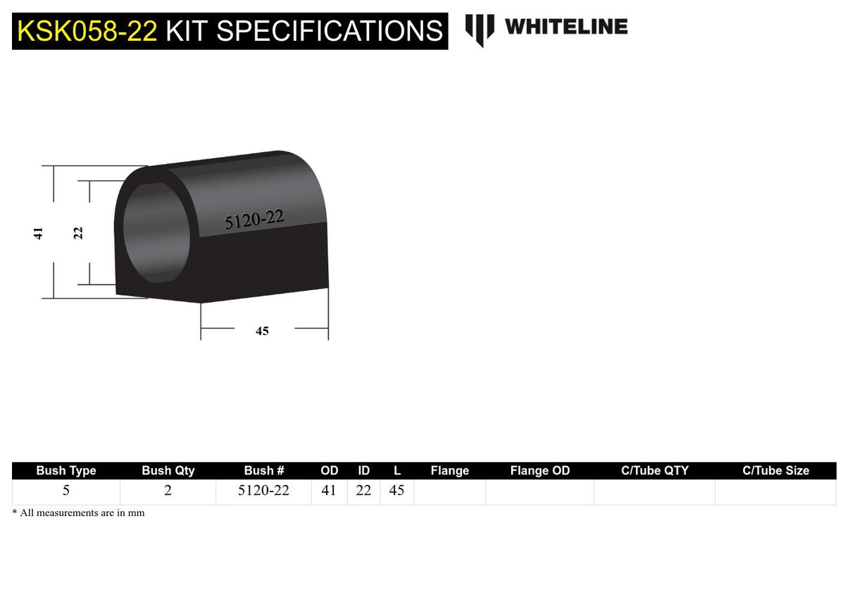 Whiteline Sway Bar Mount - Bushing Kit 24mm - Ford Focus / Mazda 3 - KSK058-24 - image 4
