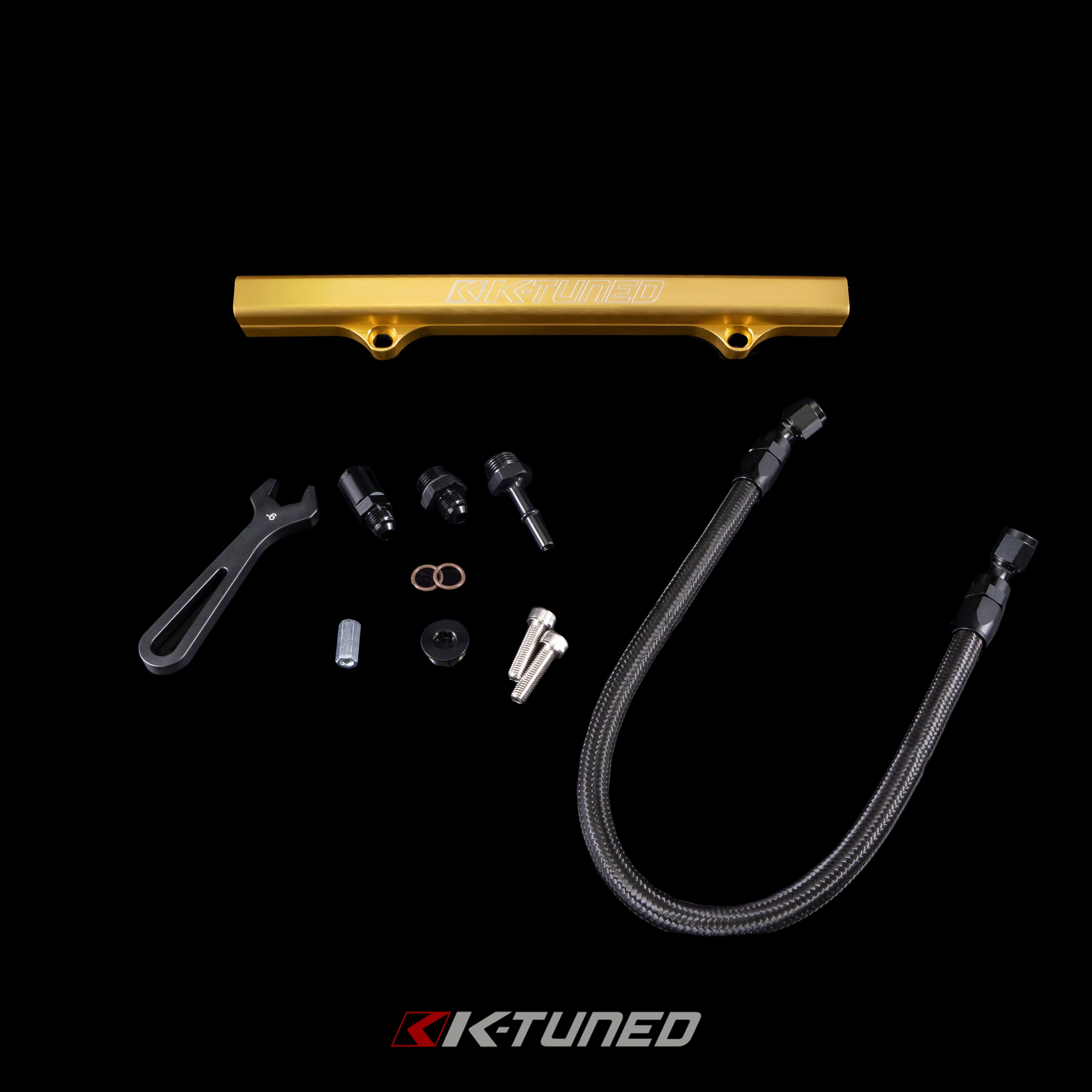 K-Tuned Fuel Line and Optional Fuel Rail Honda Civic EP3 Integra DC5 Type-R  - Center Feed (Tucked Line) - / No thanks / Gold Fuel Rail – K-Tuned for Honda K-Series (KTD-KCF-GLD)