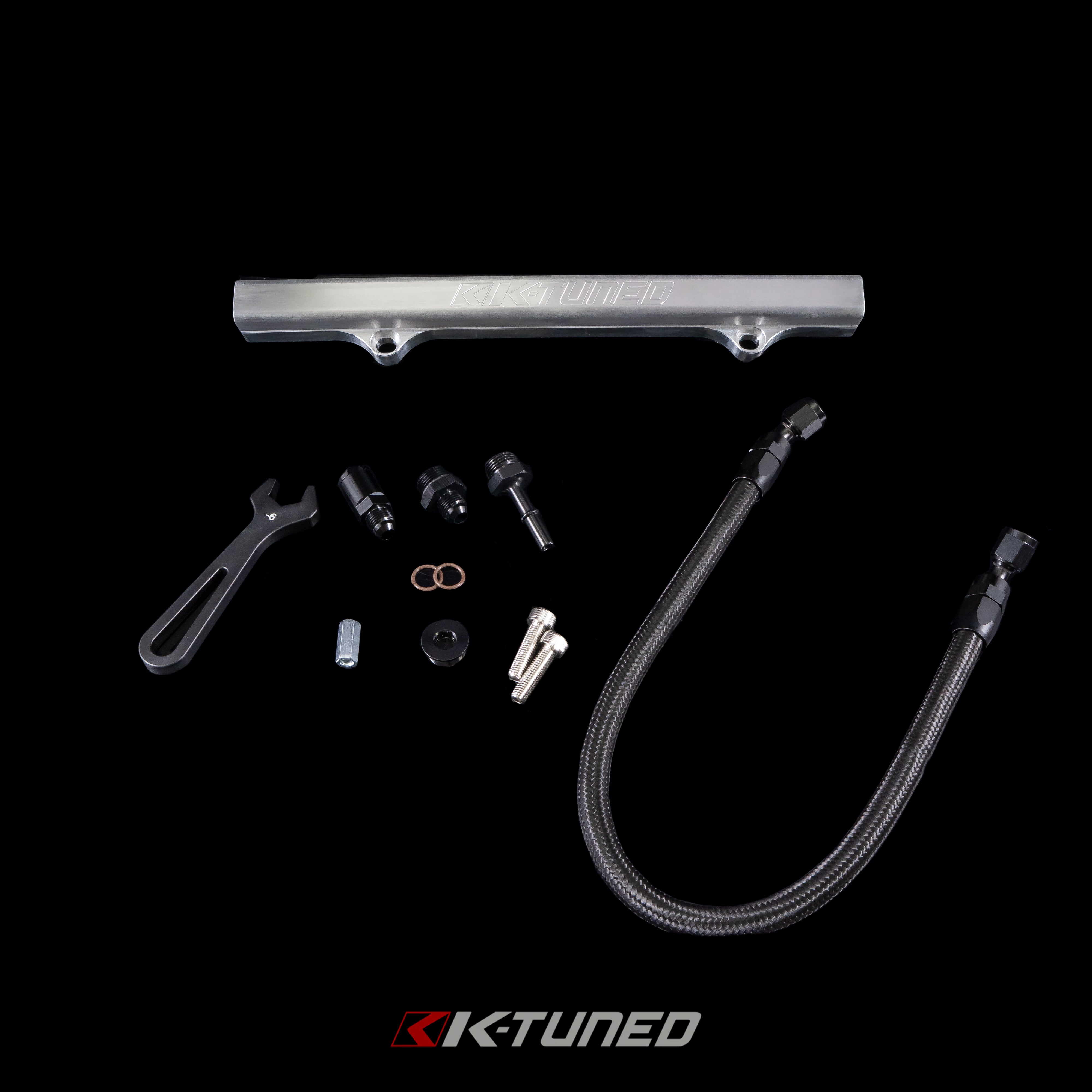 K-Tuned Fuel Line and Optional Fuel Rail Honda Civic EP3 Integra DC5 Type-R  - Center Feed (Tucked Line) - / Yes add center mount gauge / Gold Fuel Rail – K-Tuned for Honda K-Series (KTD-KCG-GLD)