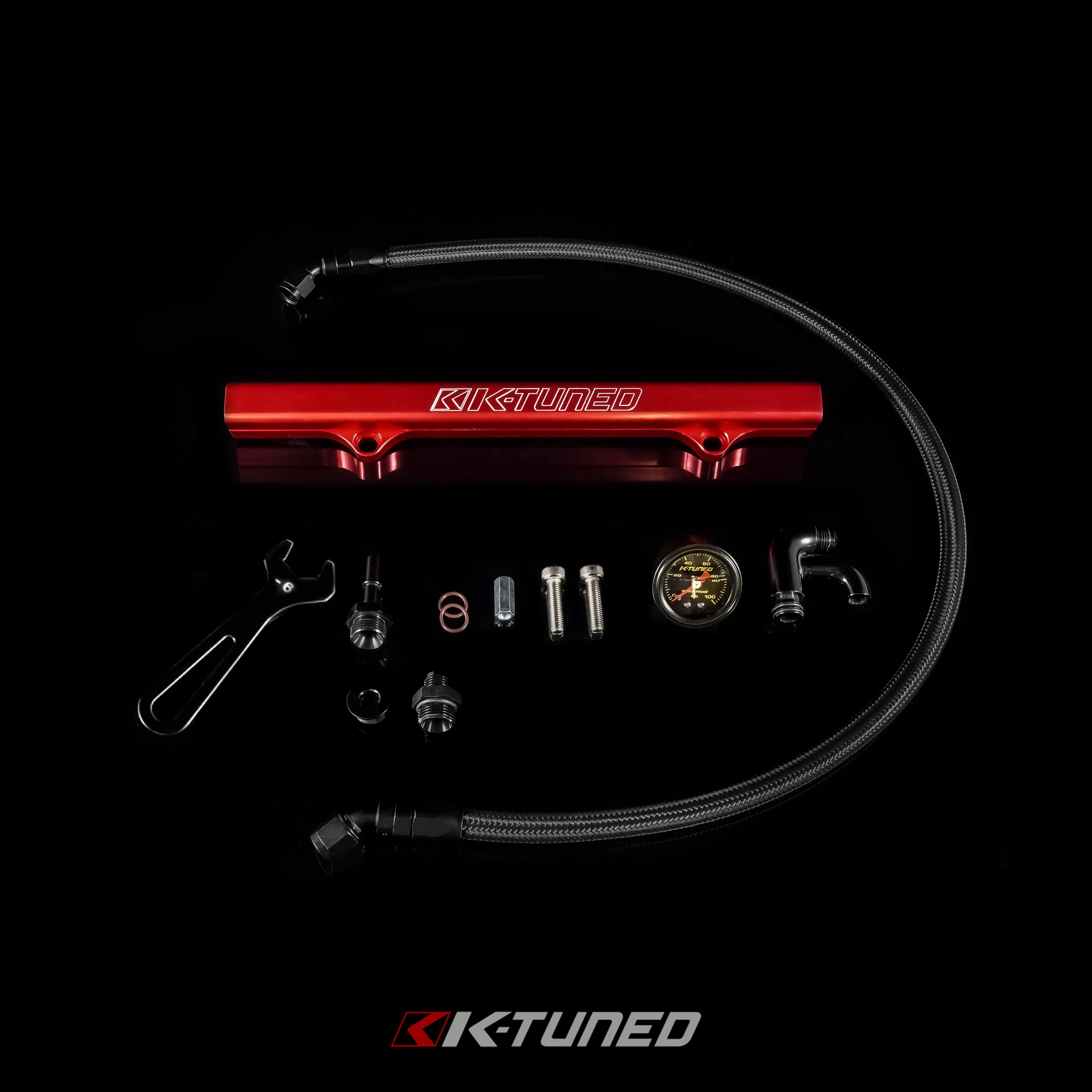 K-Tuned Fuel Line and Optional Fuel Rail Honda Civic EP3 Integra DC5 Type-R  - Center Feed (Tucked Line) - / Yes add center mount gauge / Fuel Lines ONLY (No rail or wrench) – K-Tuned for Honda K-Series (KTD-KCG-LO)