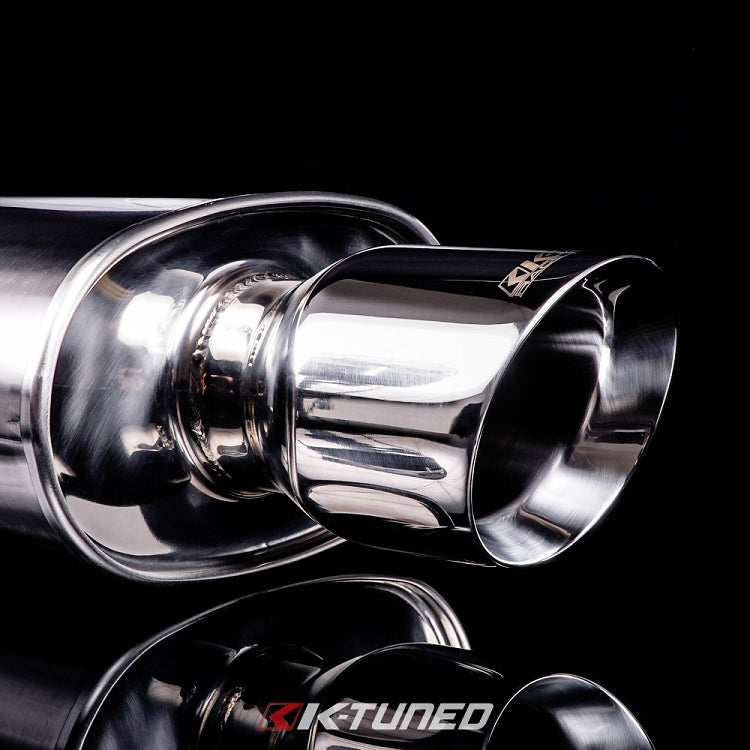 K-Tuned Universal Backbox Polished Short Offset Inlet / Center Outlet  - 3in Muffler – K-Tuned for Honda K-Series (KTD-MFS-30S)