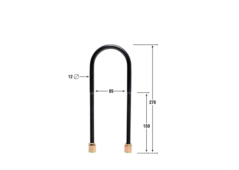 Whiteline Leaf Spring U Bolt - Kit - Ford Courier / Mazda B-series / Mitsubishi Triton / Universal Products U Bolts - KUB106 - image 2