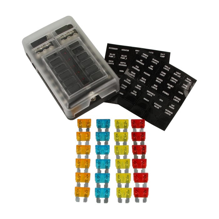 - 12-way fuse box incl. fuses