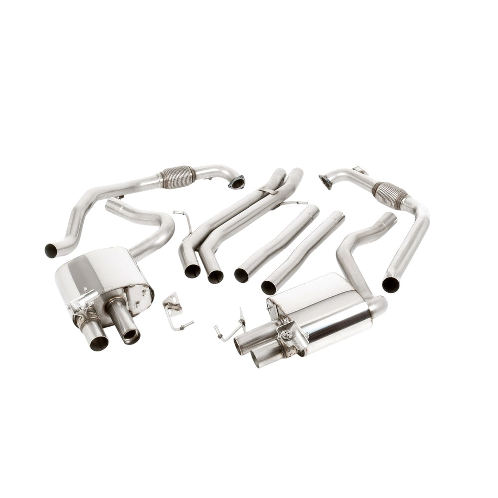 Milltek Audi S5 3.0 V6 Turbo Sportback B9 (Non Sport Diff Models Only) 2017-2023 Cat-back Exhaust  - Non Resonated Quad GT100 Black Tips