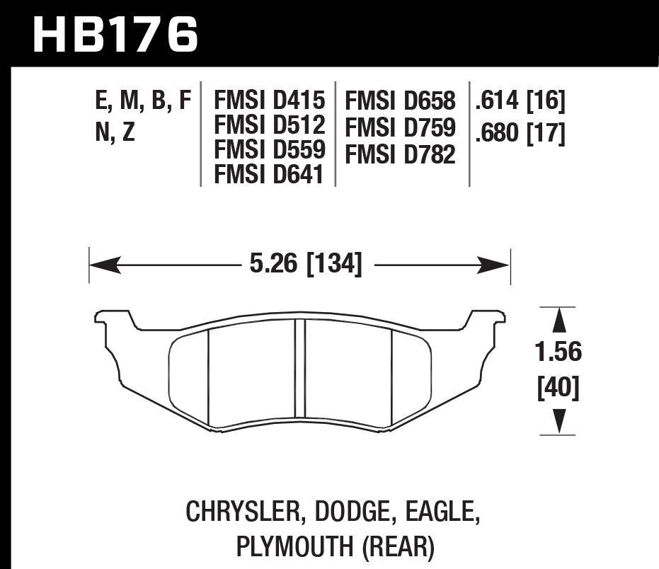 HB176N.614 - Hawk HP Plus Brake Pads; Rear