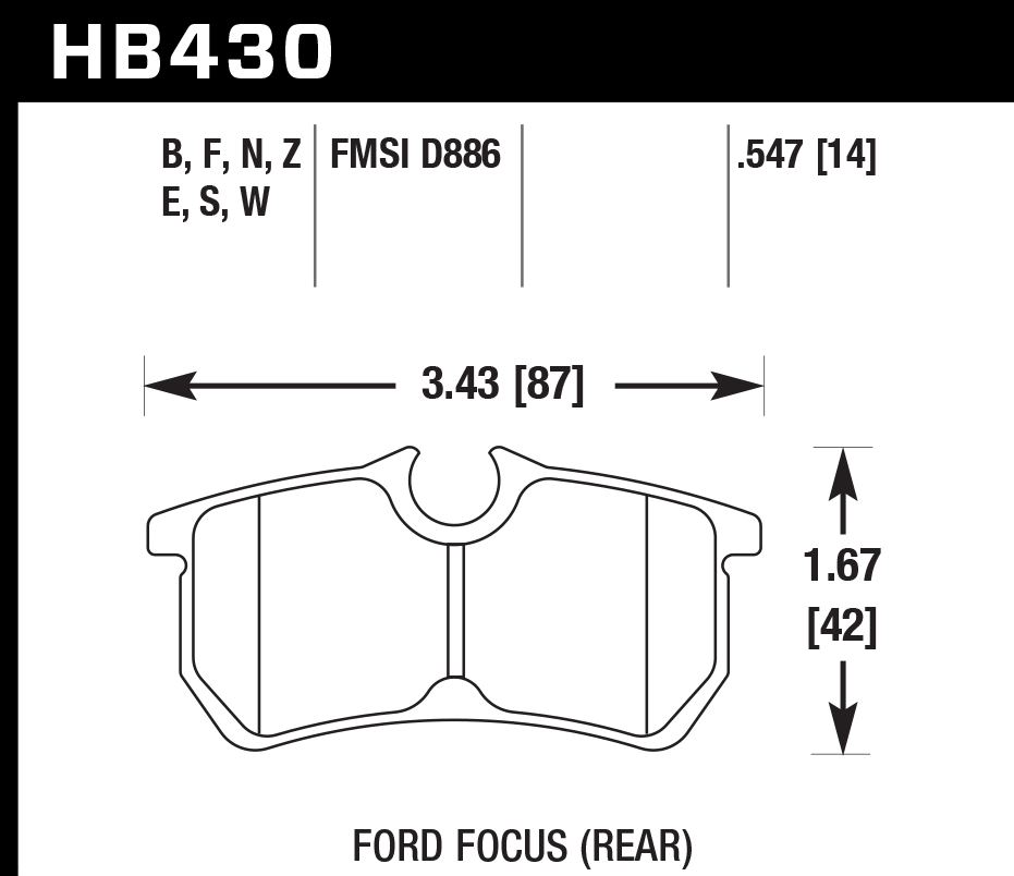 HB430N.547 - Hawk HP Plus Brake Pads; Rear