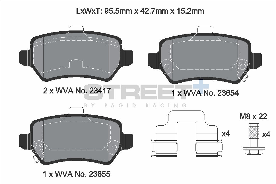 Pagid Racing Street+ Brake Pads - Rear | T8309SP2001 - Pagid Racing brake pads