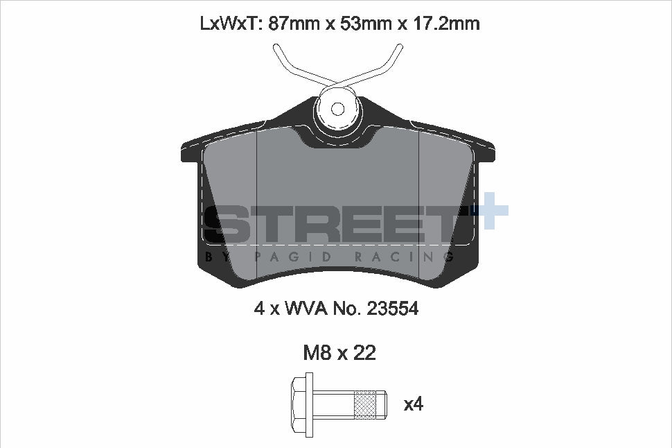 Pagid Racing Street+ Brake Pads - Rear | T8176SP2001 - Pagid Racing brake pads