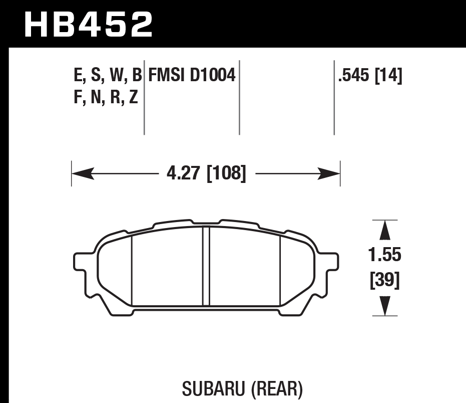 HB452Z.545 - Hawk PC Brake Pads; Rear