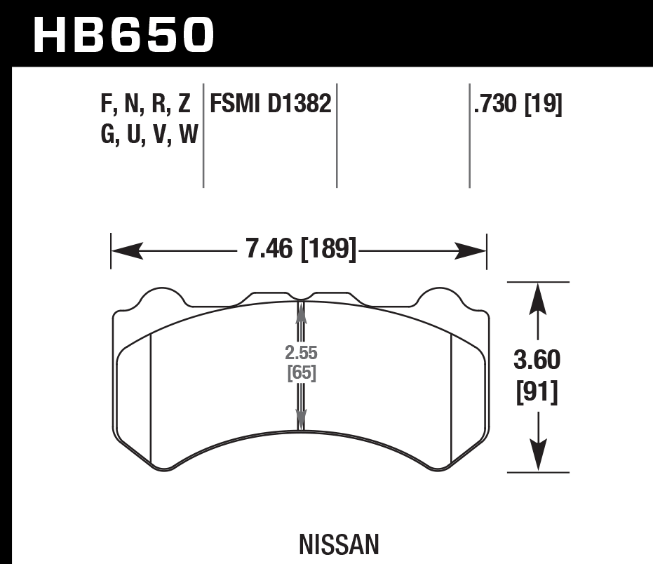 HB650G.730 - Hawk DTC-60 Brake Pads; Front