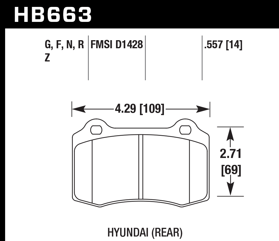 HB663Z.557 - Hawk PC Brake Pads; Rear