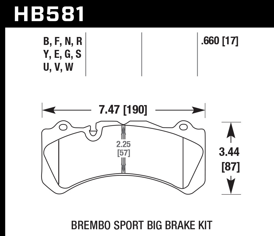 HB581Q.660 - Hawk DTC-80 Brake Pads; Front