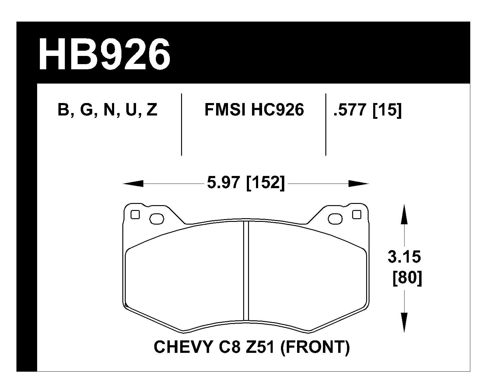 HB926N.577 - Hawk HP Plus Brake Pads; Front