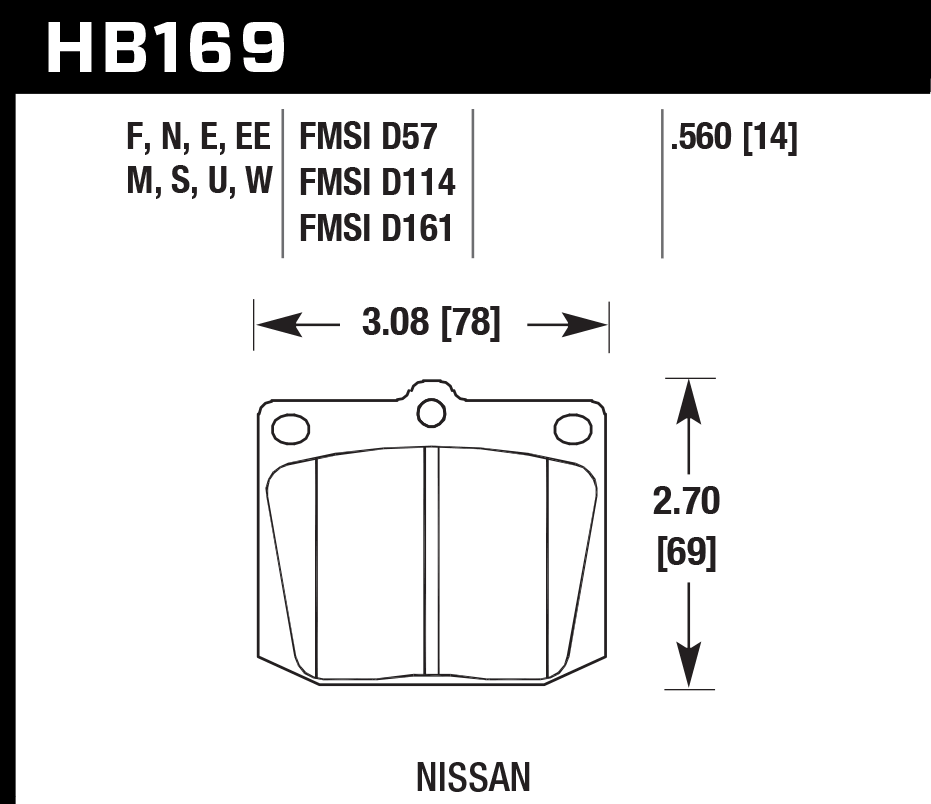 HB169D.560 - Hawk ER-1 Brake Pads; Front