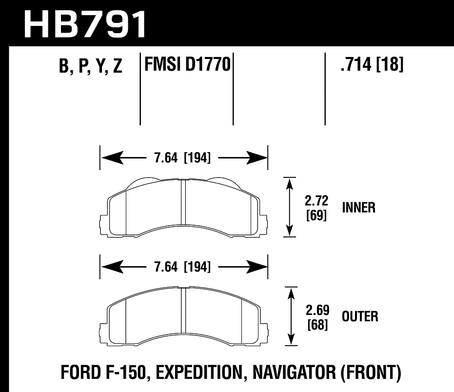 HB791Y.714 - Hawk LTS Brake Pads; Front