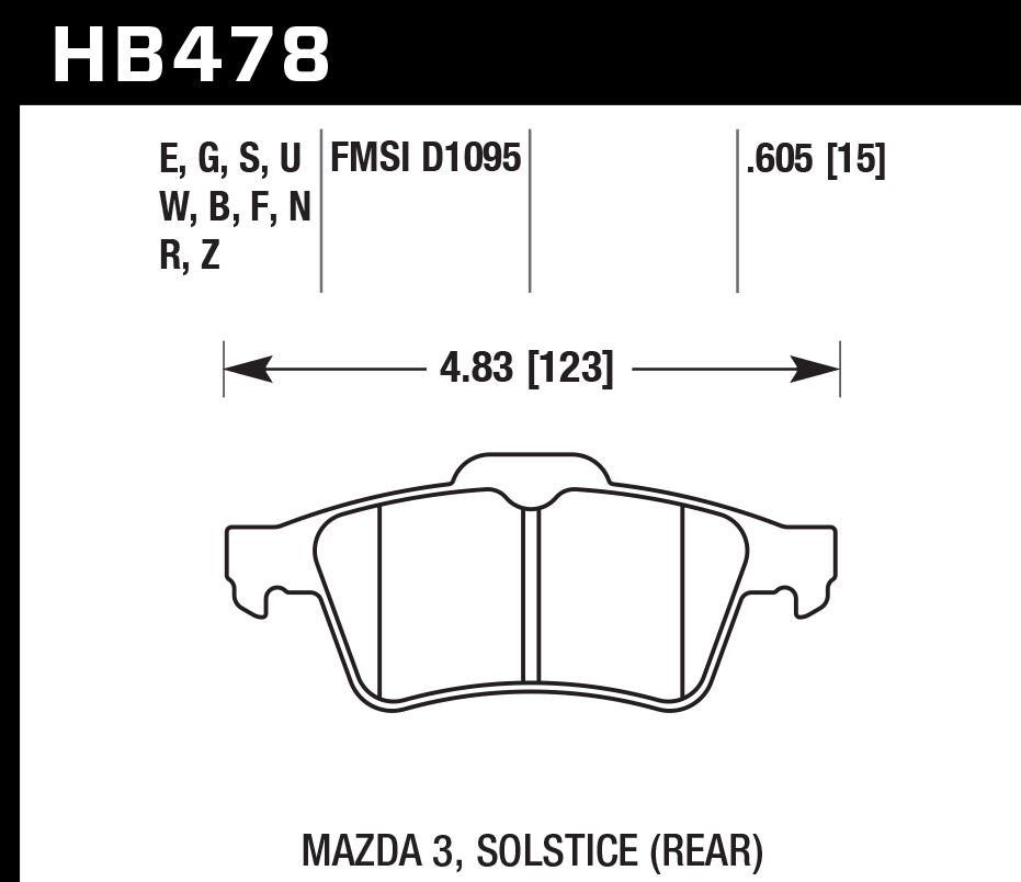 HB478N.605 - Hawk HP Plus Brake Pads; Rear