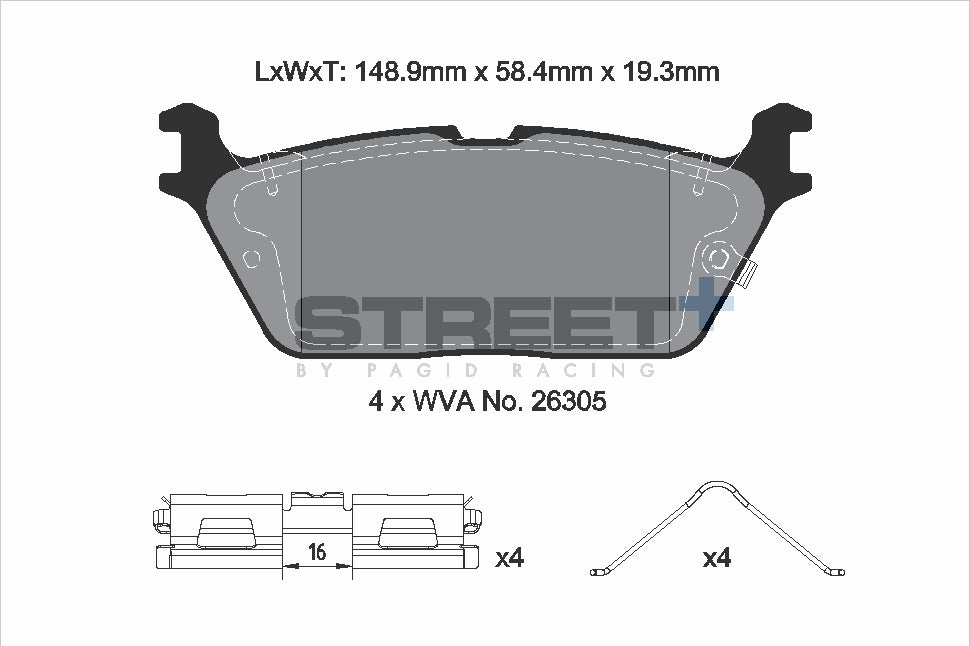 Pagid Racing Street+ Brake Pads - Rear | T8240SP2001 - Pagid Racing brake pads