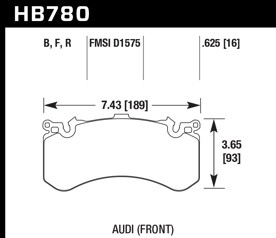 HB780B.625 - Hawk HPS 5.0 Brake Pads; Front