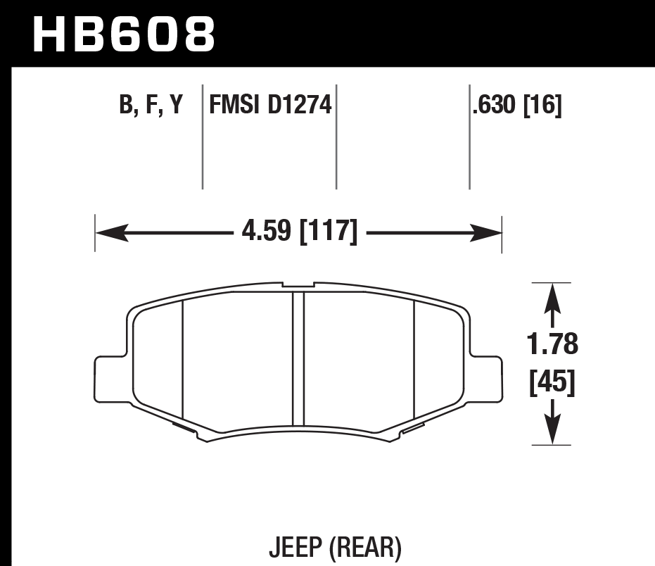 HB608B.630 - Hawk HPS 5.0 Brake Pads; Rear