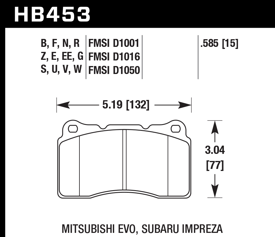 HB453E.585 - Hawk Blue 9012 Brake Pads; Front