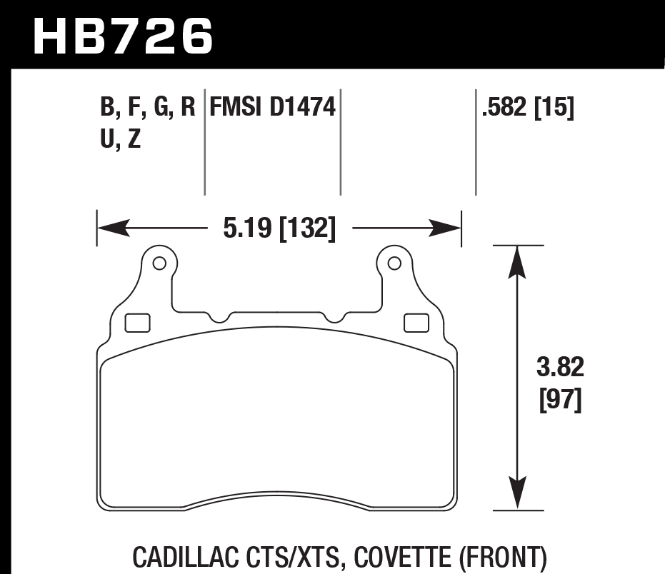 HB726B.582 - Hawk HPS 5.0 Brake Pads; Front