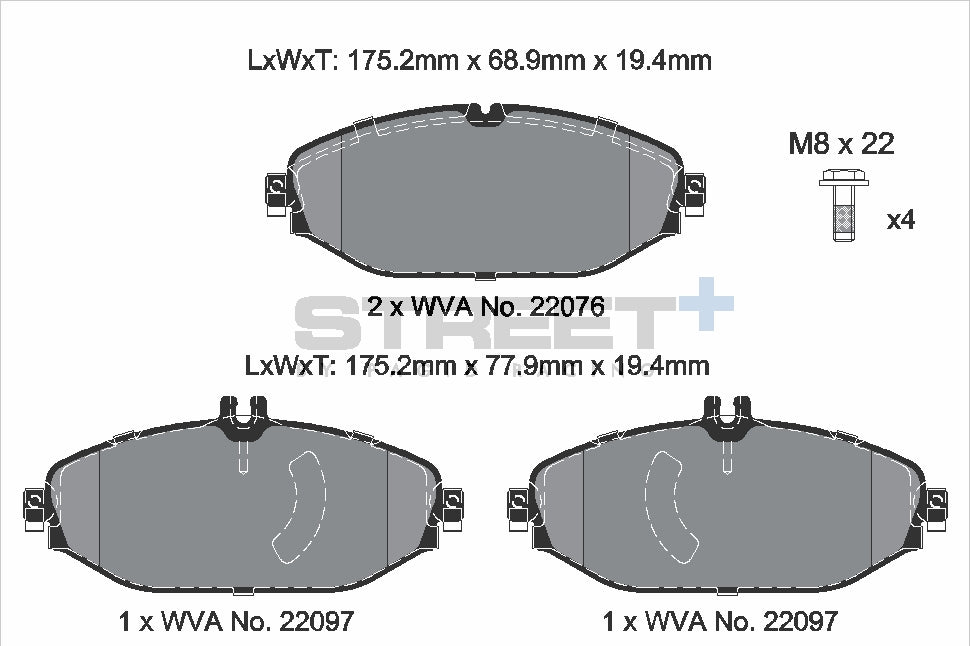 Pagid Racing Street+ Brake Pads - Front | T8010SP2001 - Pagid Racing brake pads