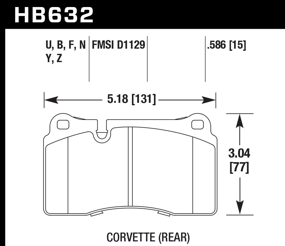 HB632Z.586 - Hawk PC Brake Pads; Rear