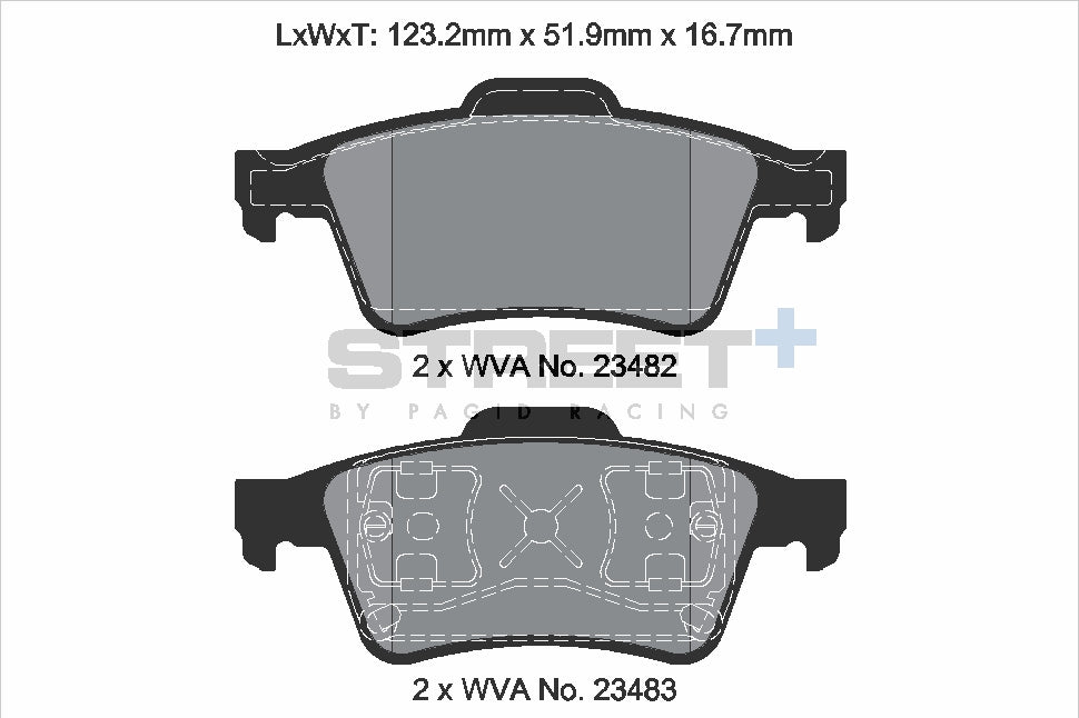 Pagid Racing Street+ Brake Pads - Rear | T8293SP2001 - Pagid Racing brake pads
