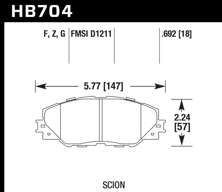 HB704F.692 - Hawk HPS Brake Pads; Front