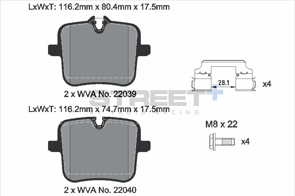 Pagid Racing Street+ Brake Pads - Rear | T8268SP2001 - Pagid Racing brake pads