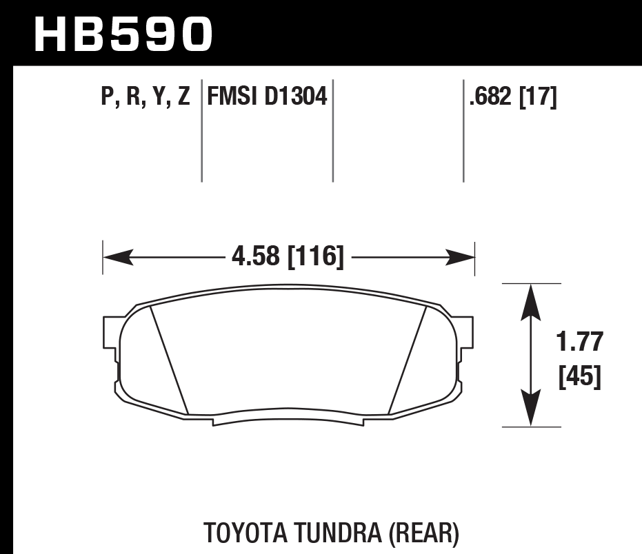 HB590Z.682 - Hawk PC Brake Pads; Rear