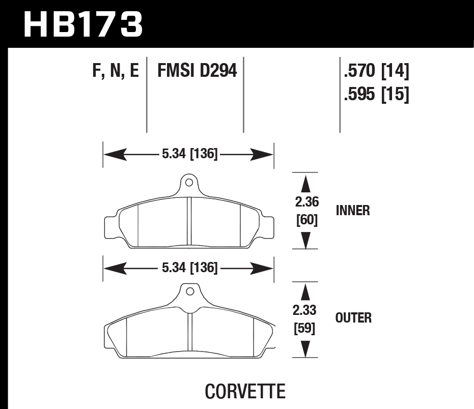 HB173F.570 - Hawk HPS Brake Pads; Front