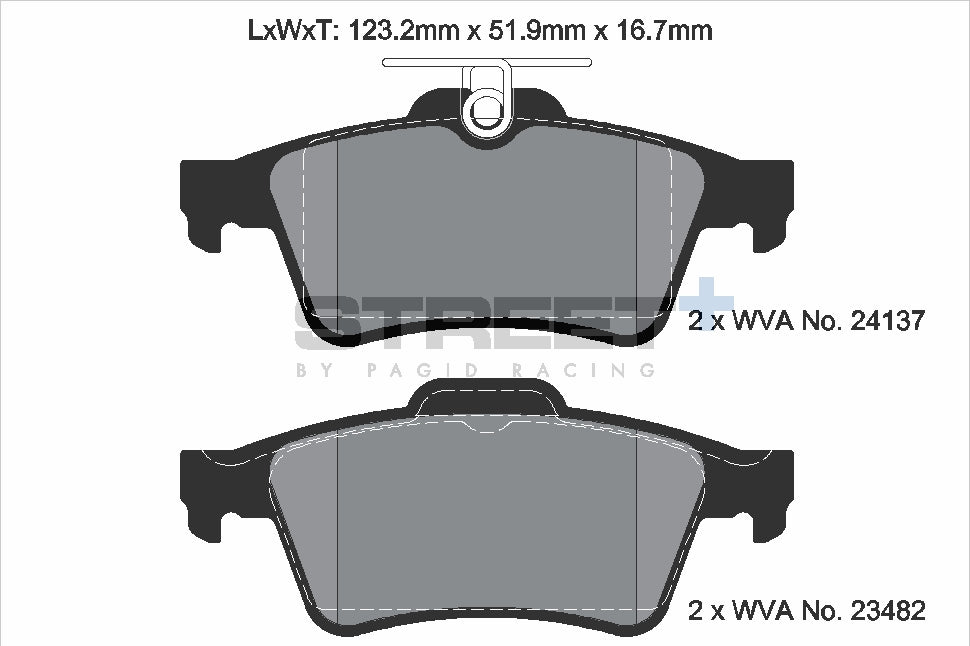 Pagid Racing Street+ Brake Pads - Rear | T8057SP2001 - Pagid Racing brake pads