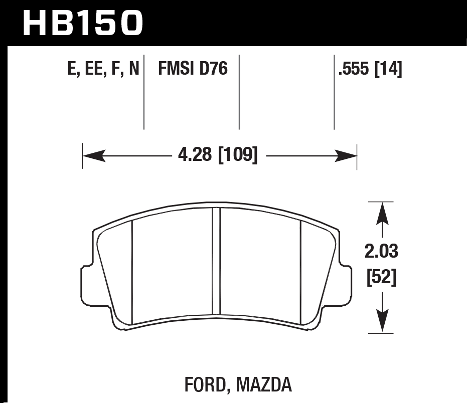 HB150N.555 - Hawk HP Plus Brake Pads; Front