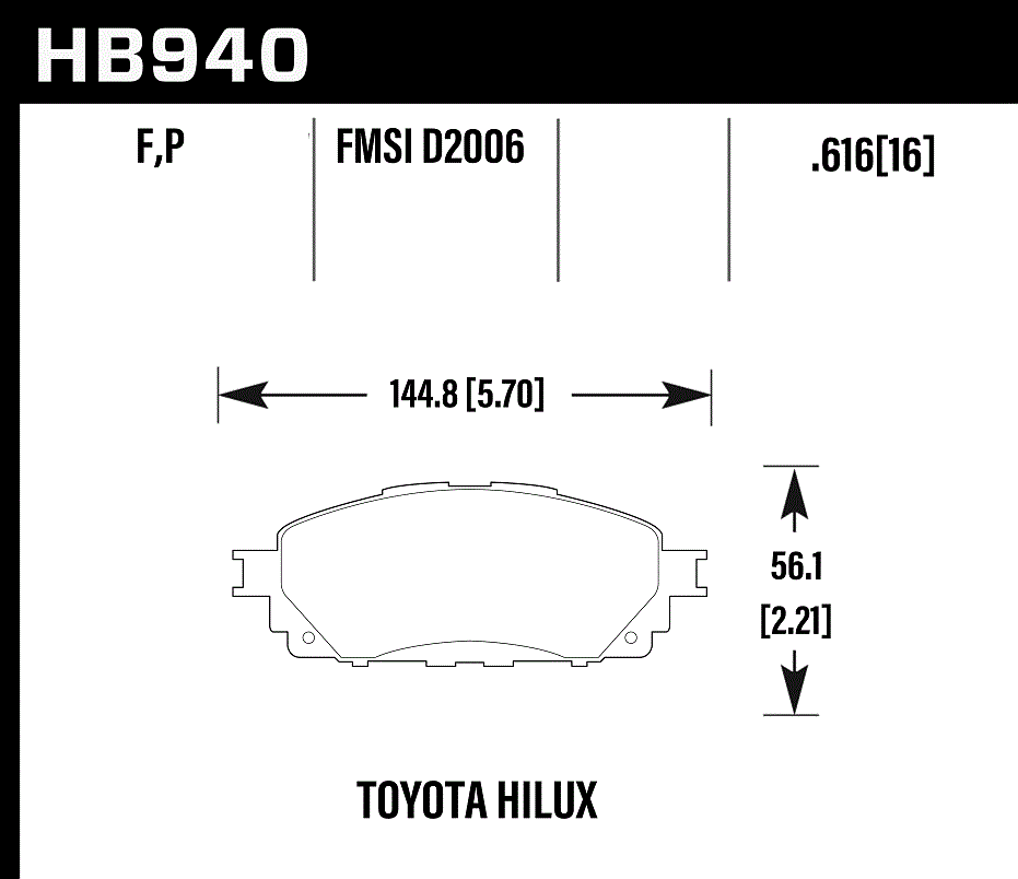 HB940P.616 - Hawk SuperDuty Brake Pads; Front