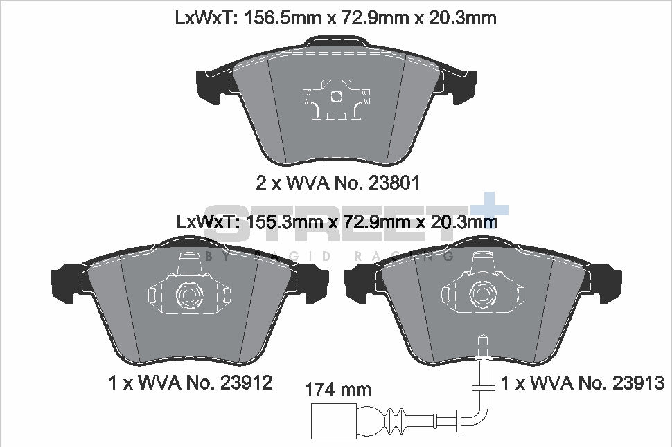 Pagid Racing Street+ Brake Pads - Front | T8046SP2001 - Pagid Racing brake pads