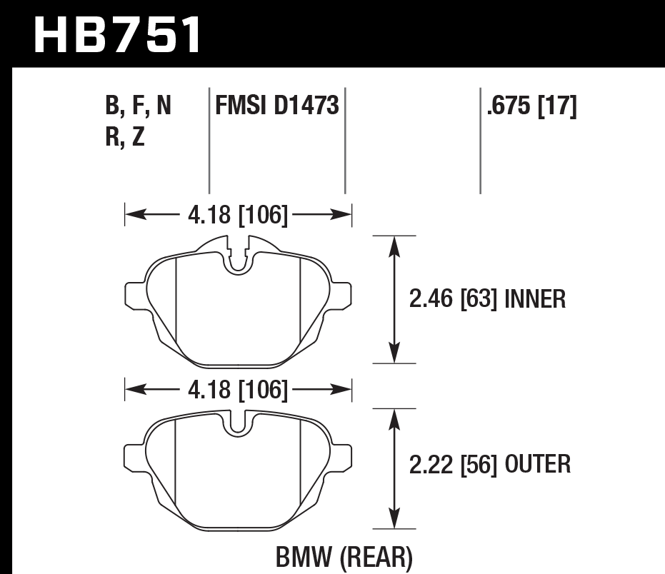 HB751B.675 - Hawk HPS 5.0 Brake Pads; Rear