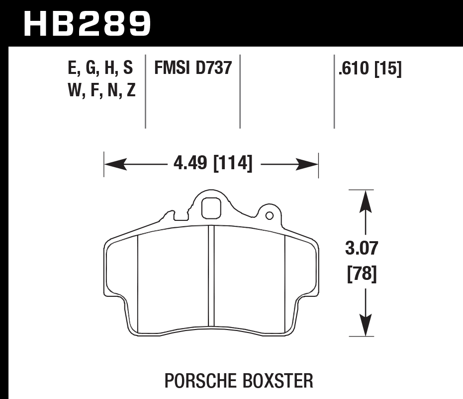 HB289B.610 - Hawk HPS 5.0 Brake Pads; Front