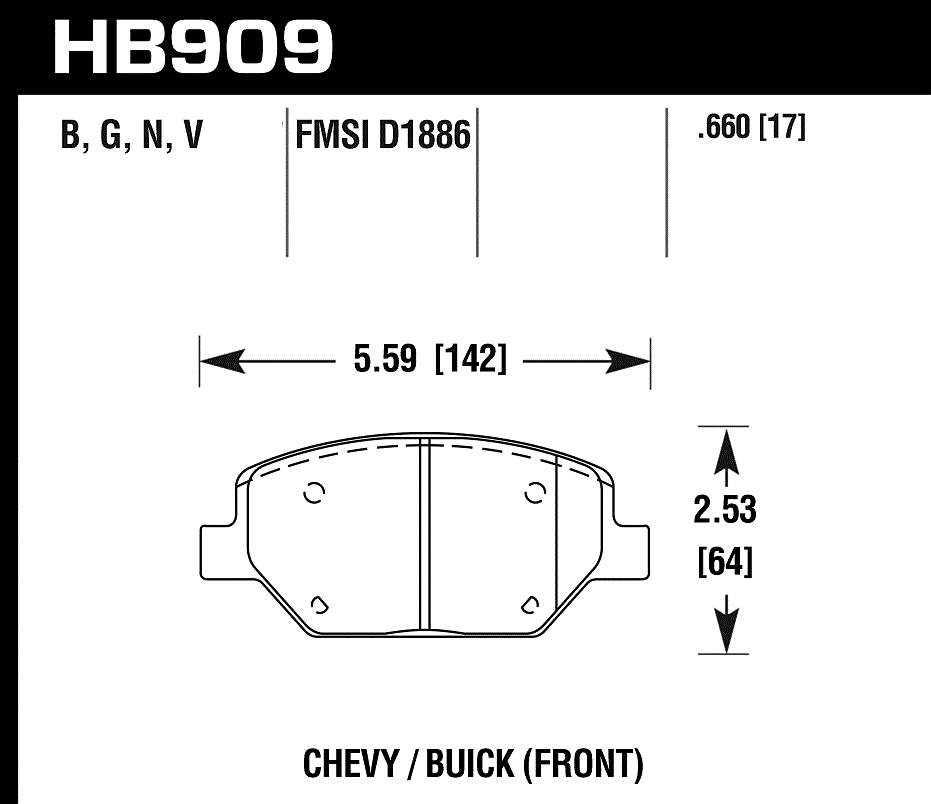 HB909Y.660 - Hawk LTS Brake Pads; Front