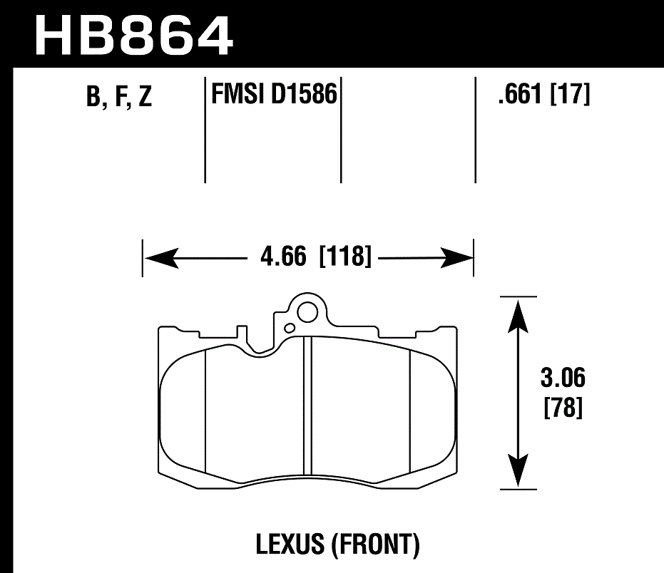 HB864F.661 - Hawk HPS Brake Pads; Front