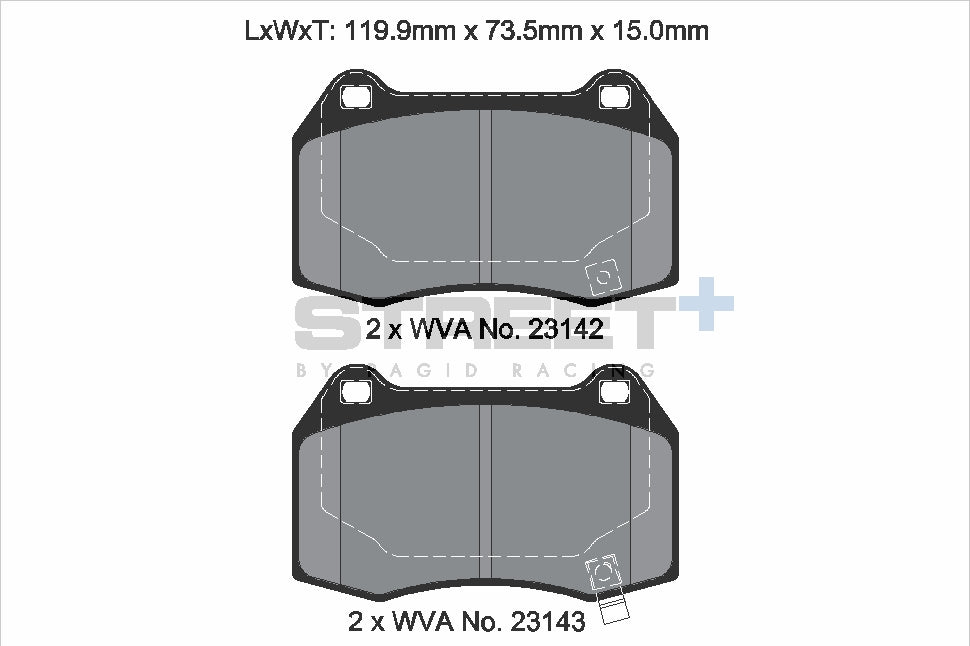 Pagid Racing Street+ Brake Pads - Front | T8019SP2001 - Pagid Racing brake pads