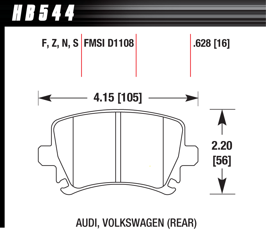 HB544B.628 - Hawk HPS 5.0 Brake Pads; Rear